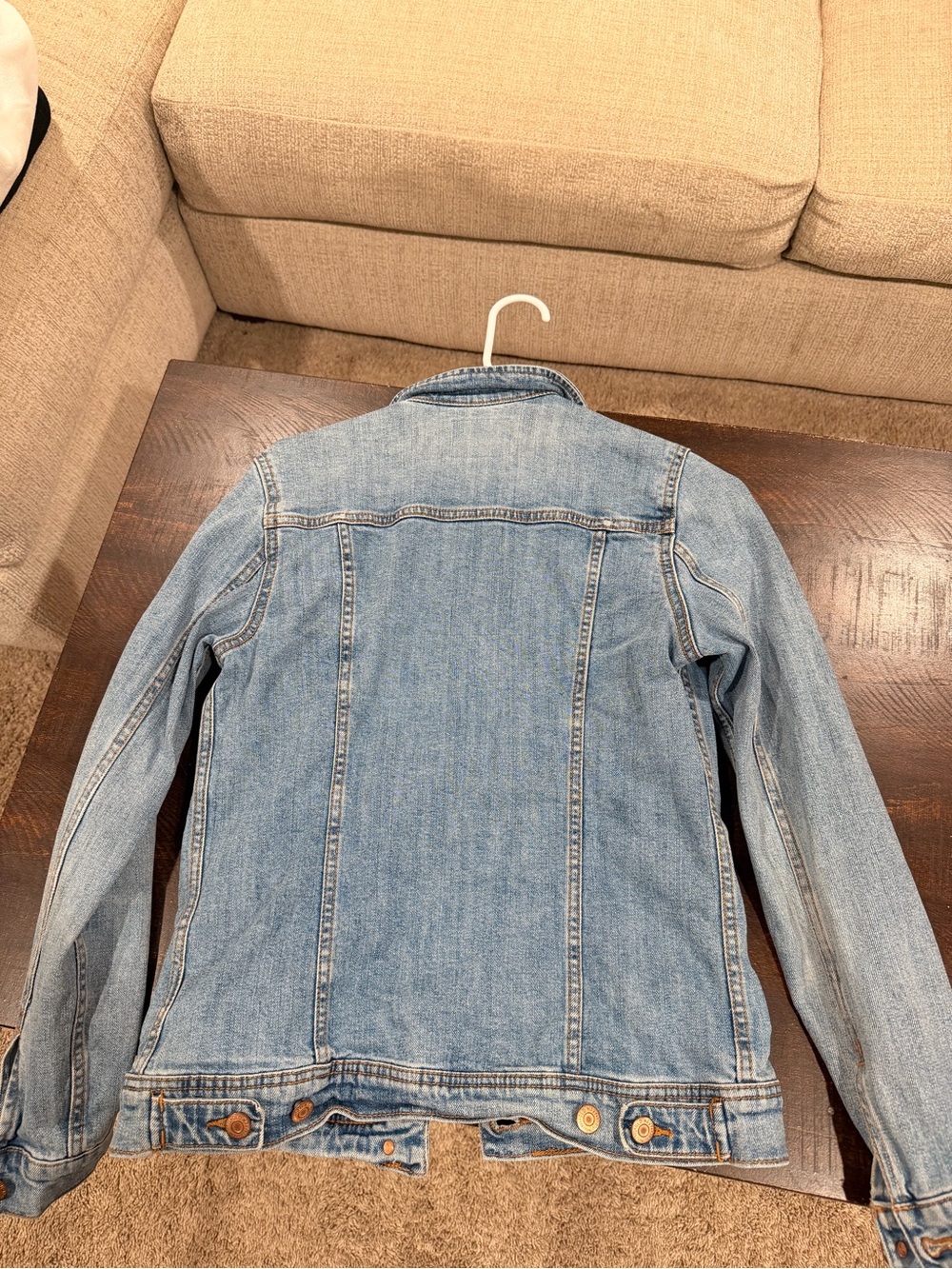 Old Navy Light Blue Denim Jacket with Contrast Stitching - Picture 2 of 3